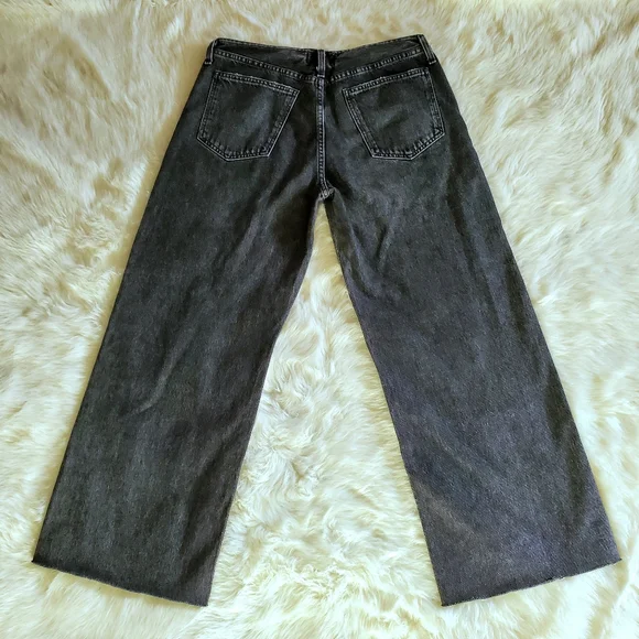 Agolde Lex Wide Leg Jean in Paradox Faded Black Size 28 Raw hem - Picture 6 of 14